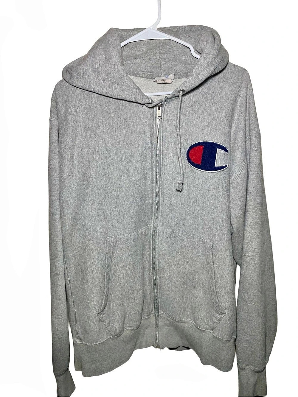 Champion Reverse Weave Full-Zip Hoodie Gray Large